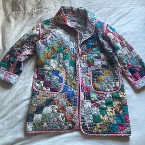 Vintage Handmade Jacket Large Shabby Chic Quilt Patchwork Floral Quilted Large